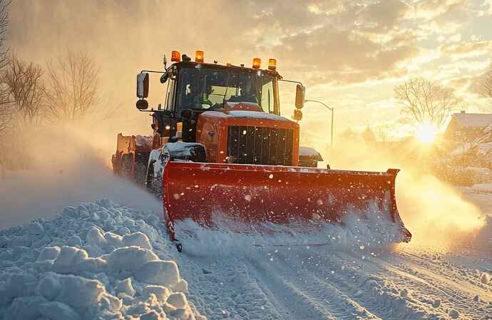 Snow plowing a winter road image